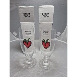 New Kosta Boda Ulrica Hyman Set Of 2 Beer Drinking Glasses Romantic Look
